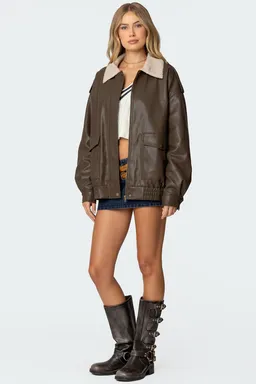 Campera ann cuero sintético oversized de Edikted en Chaquetas para argentina