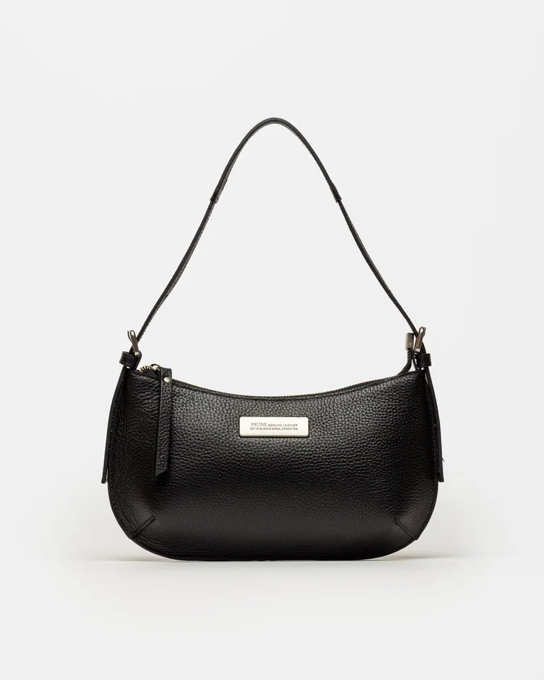 Cartera al hombro de cuero negro con diseño elegante y versátil de Prüne en Bolsos y Carteras para argentina