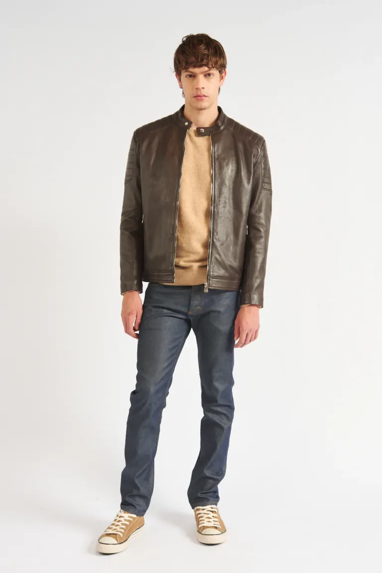 Campera de cuero sintético con cierre personalizado y bolsillos laterales para hombre de Bensimon en Abrigos y Camperas para argentina