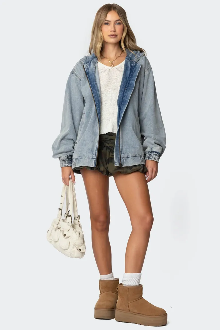 Campera bomber denim lavado vintage de Edikted en Chaquetas para argentina