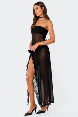 Vestido maxi flor alfiler traslúcido de Edikted en Vestidos para argentina