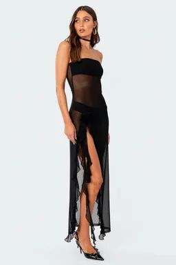 Vestido maxi flor alfiler traslúcido de Edikted en Vestidos para argentina