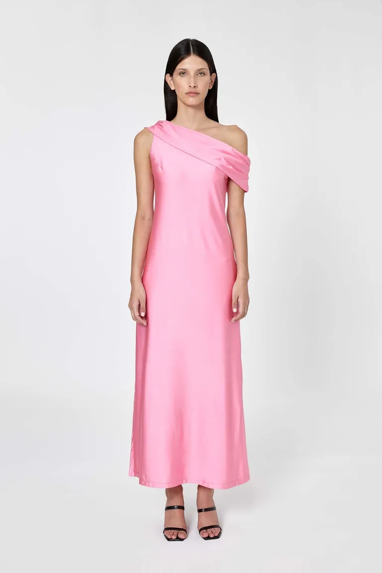 Vestido Rosa de Un Solo Hombro con Tajo Lateral y Largo Modular de Naíma en Vestidos para argentina