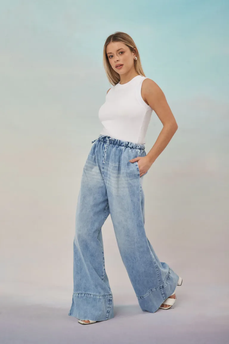 Pantalones anchos con cintura elástica y bolsillos laterales para mujer de Apricot en Pantalones para argentina