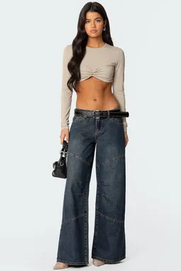 Crop top manga larga drapeado de Edikted en Tops para argentina