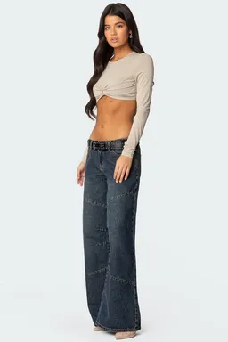 Crop top manga larga drapeado de Edikted en Tops para argentina