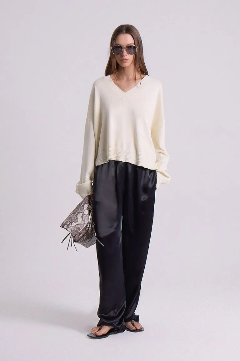 Pantalón de pierna recta y amplia con cintura elástica fruncida de Maria Cher en Pantalones para argentina