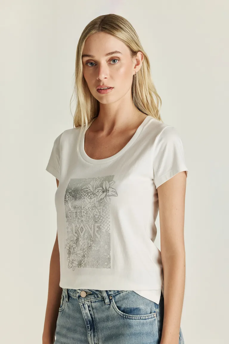 Remera de algodón con estampa exclusiva y detalles brillantes para un look veraniego moderno de Tucci en Remeras para argentina