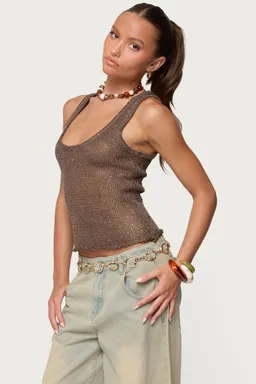 Musculosa eleora lentejuelas tejida de Edikted en Tops para argentina