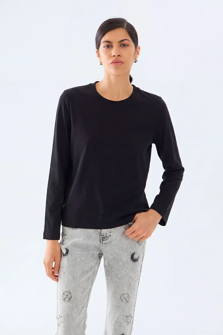 Remera de mangas largas con cuello redondo y puños amplios de Portsaid en Remeras para argentina