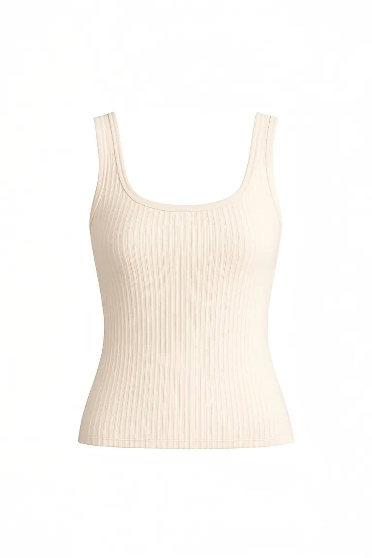 Top blanco de punto con corte musculosa y sisa profunda de Naíma en Tops para argentina