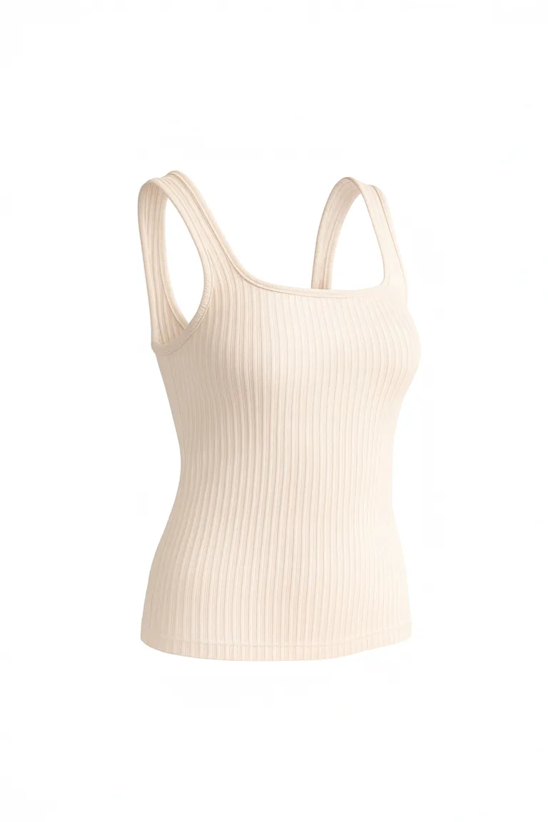 Top blanco de punto con corte musculosa y sisa profunda de Naíma en Tops para argentina