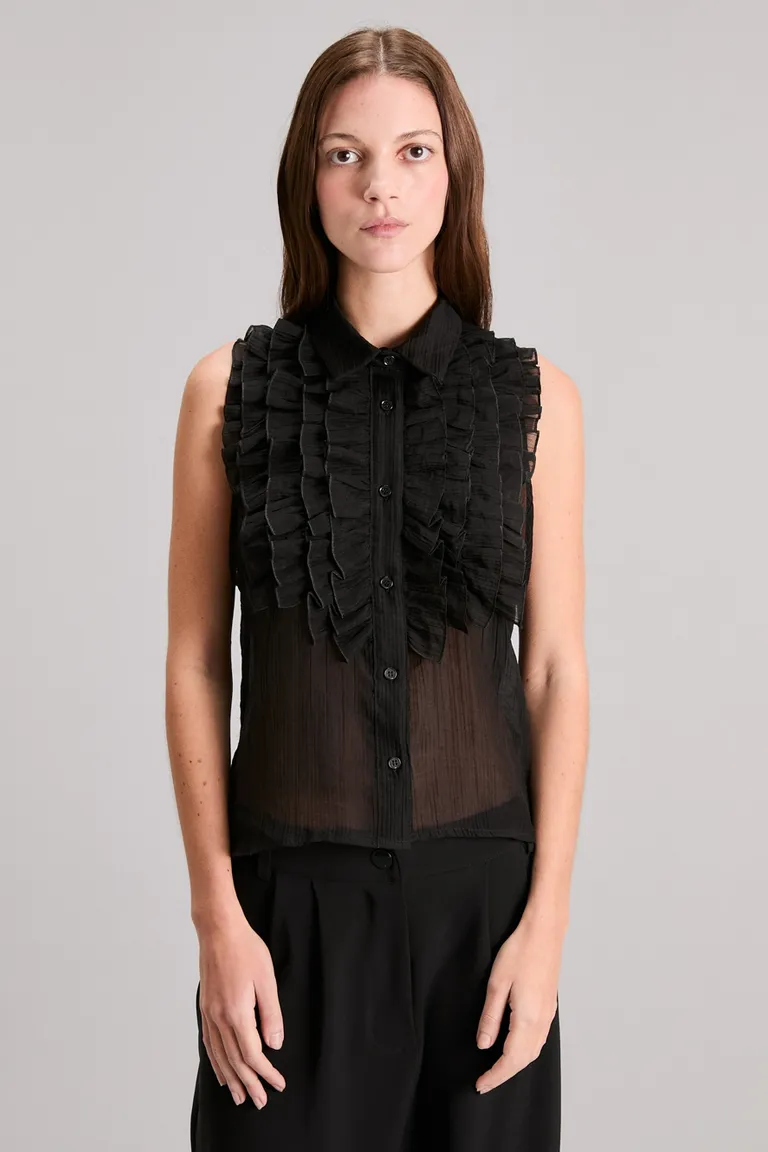 Camisa de organza con volados para mujer, prenda versátil y elegante de Kosiuko en Camisas para argentina