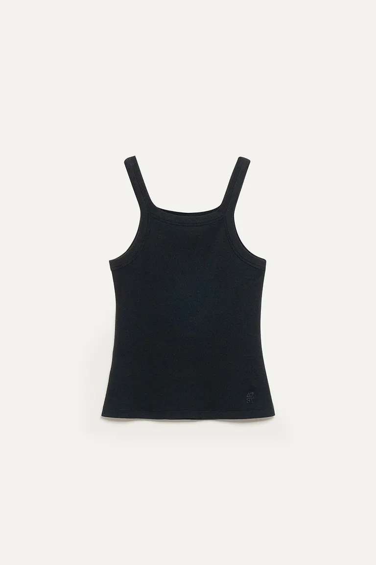 Musculosa negra de algodón suave y ajuste al cuerpo de 47 Street en Tops para argentina