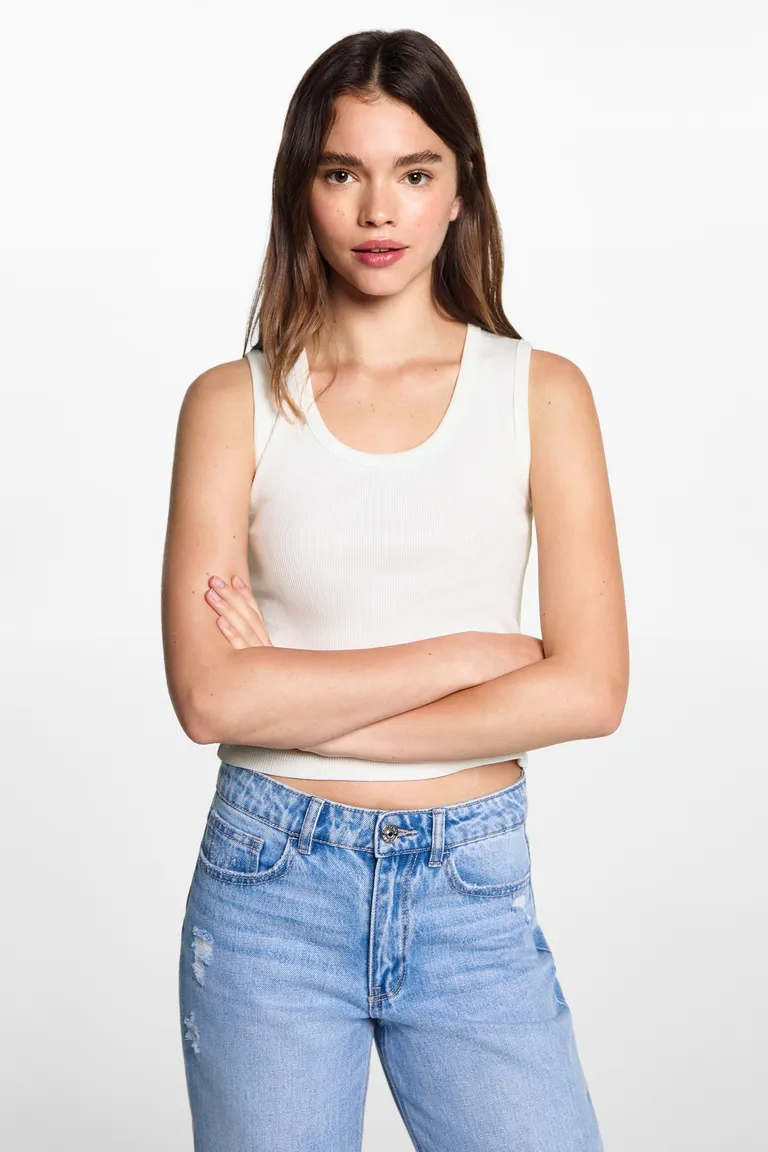 Top canalé algodón de Mango Teen en Tops para argentina