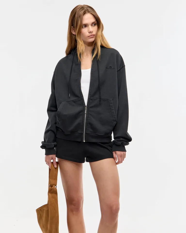 Buzo con capucha, bolsillo canguro y cierre metálico en estilo oversize boxy de Ay Not Dead en Buzos y Sweaters para argentina