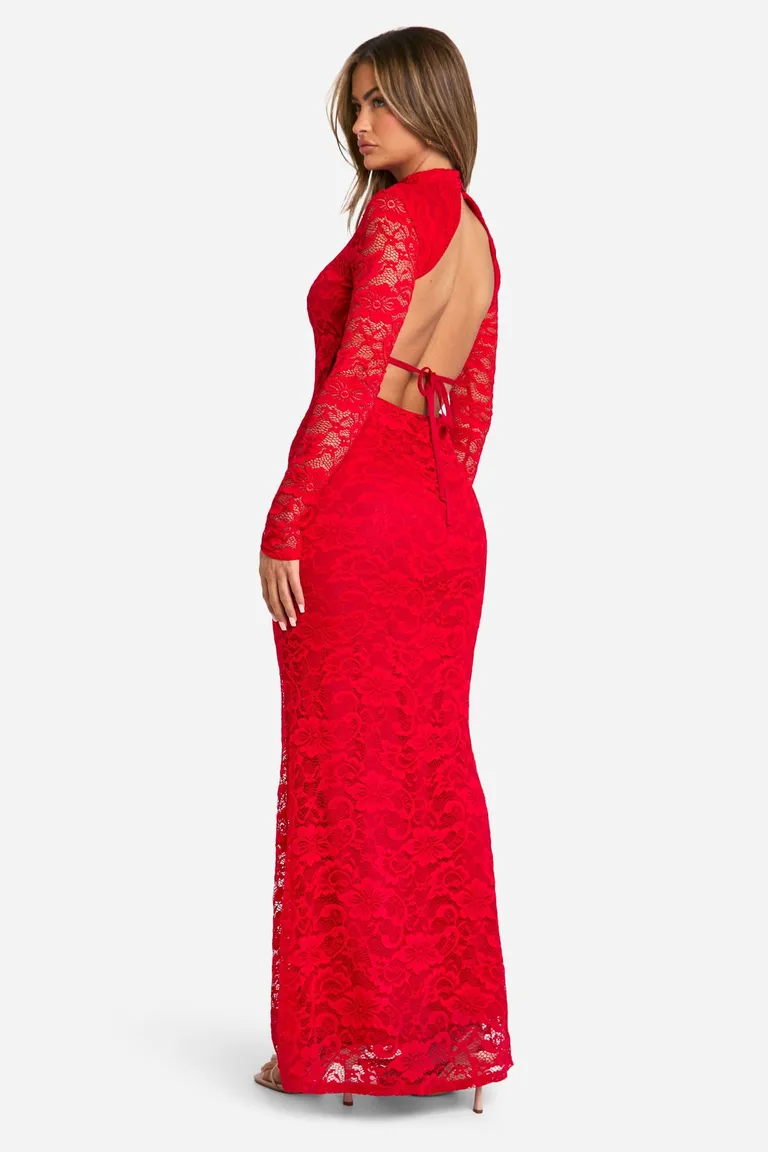 Maxi vestido encaje espalda abierta de Boohoo en Vestidos para argentina