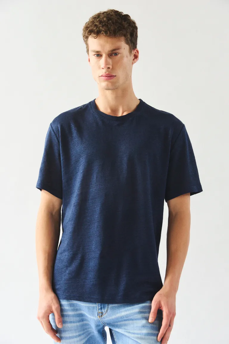 Camiseta de lino de manga corta en color azul marino para hombre de Bensimon en Remeras y Polos para argentina