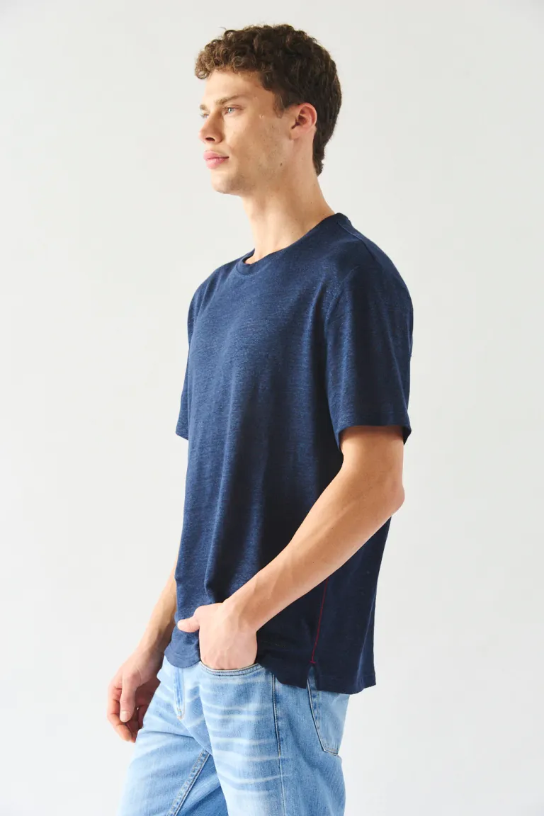 Camiseta de lino de manga corta en color azul marino para hombre de Bensimon en Remeras y Polos para argentina