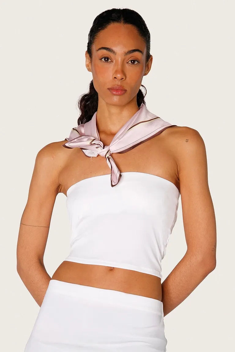Top strapless blanco de lycra con diseño modular y ajuste ceñido de Sofia Sarkany en Tops para argentina
