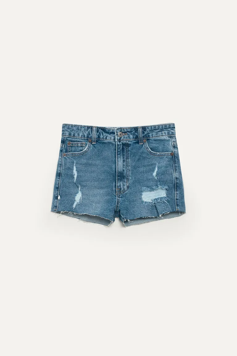 Shorts de denim con calce confort y pierna ajustada en lavado azul gastado de 47 Street en Shorts para argentina