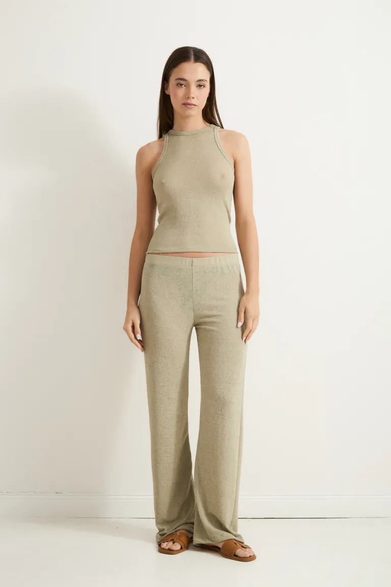 Pantalón de tiro alto en tela de lino con acabado lanoso de Audaz en Pantalones para argentina