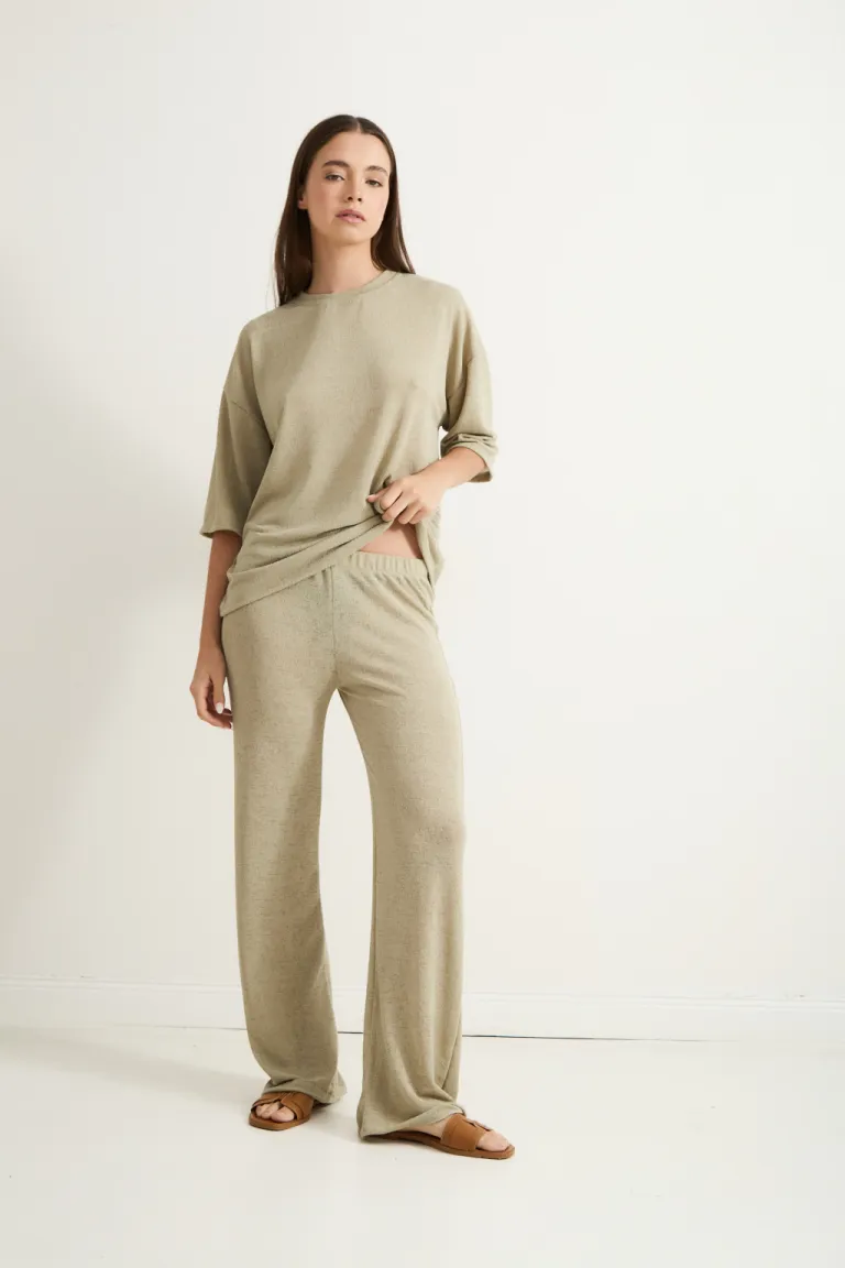 Pantalón de tiro alto en tela de lino con acabado lanoso de Audaz en Pantalones para argentina