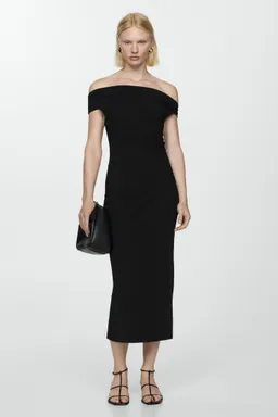 Vestido drapeado hombros descubiertos de Mango en Vestidos para argentina