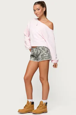 Shorts jean camuflados joyce de Edikted en Shorts para argentina