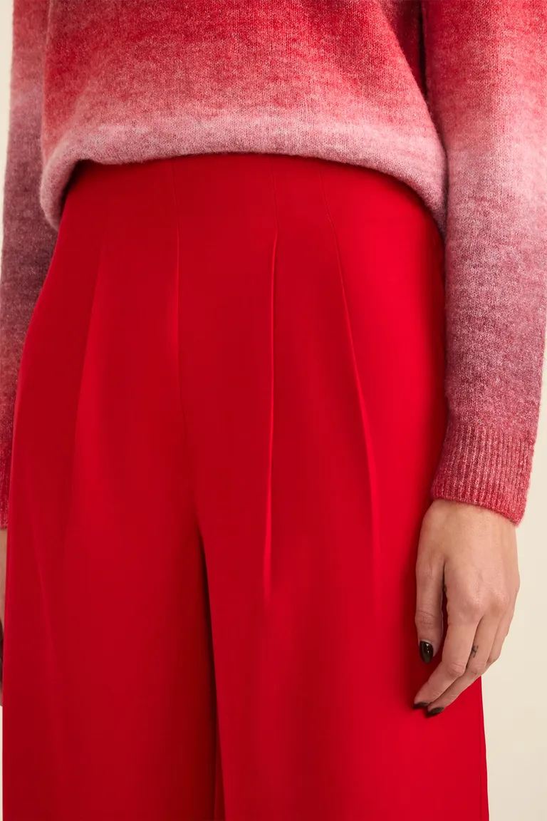 Pantalón sastrero wide leg de tiro alto con pinzas delanteras y cierre invisible lateral de Cuesta Blanca en Pantalones para argentina