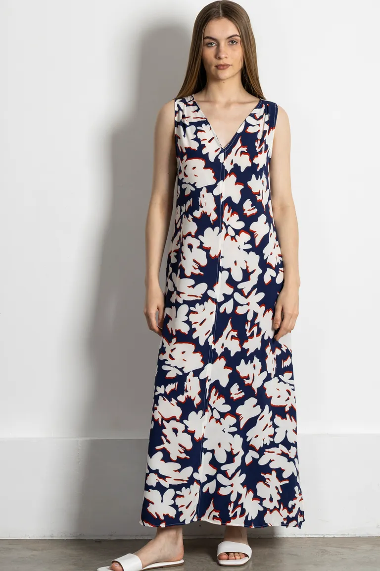 Vestido largo estampado con escote en V, bolsillos y tajos laterales de Kill en Vestidos para argentina