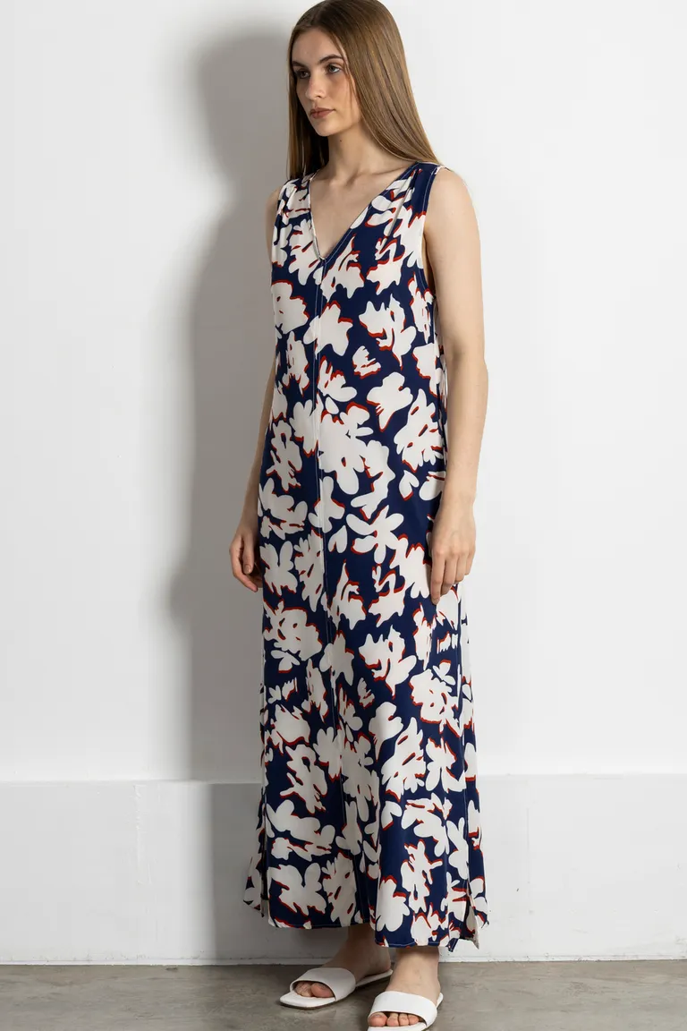 Vestido largo estampado con escote en V, bolsillos y tajos laterales de Kill en Vestidos para argentina