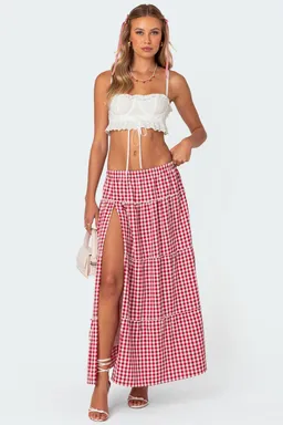 Maxifalda gingham con abertura de Edikted en Faldas para argentina