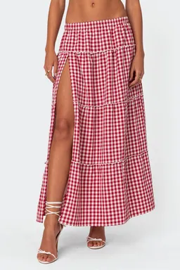 Maxifalda gingham con abertura de Edikted en Faldas para argentina