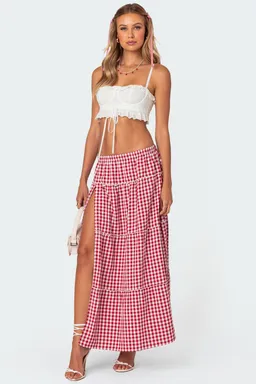 Maxifalda gingham con abertura de Edikted en Faldas para argentina