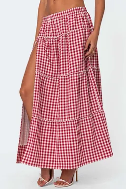 Maxifalda gingham con abertura de Edikted en Faldas para argentina