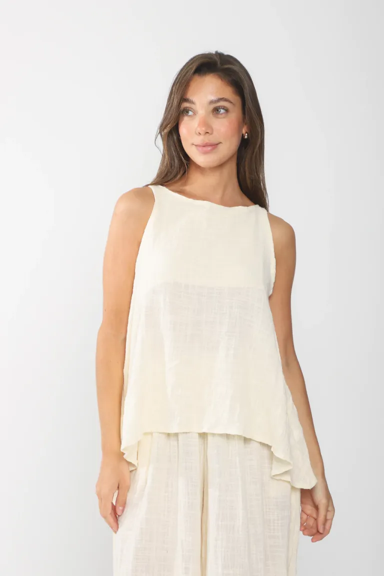 Blusa evase de bambula en tono beige para mujer de Belle en Blusas para argentina