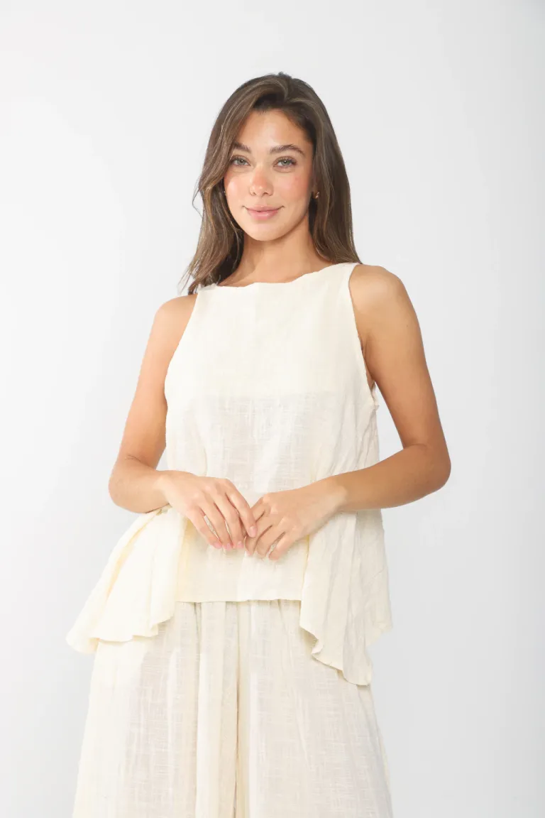 Blusa evase de bambula en tono beige para mujer de Belle en Blusas para argentina