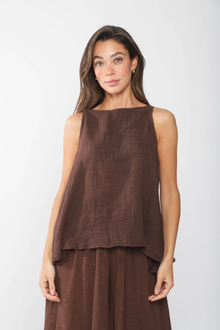 Blusa evase de bambula en tono beige para mujer de Belle en Blusas para argentina