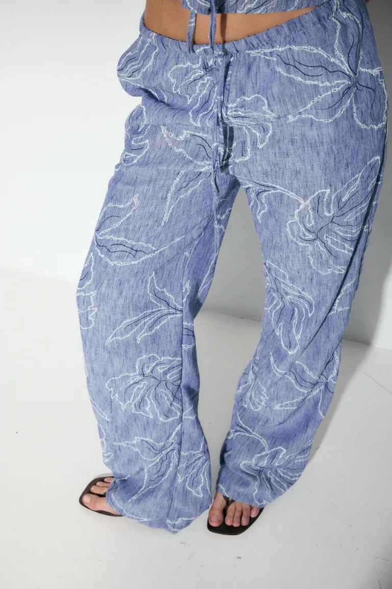 Pantalón con bordado Jimena de tiro bajo y cintura elástica para mujer de Audaz en Pantalones para argentina