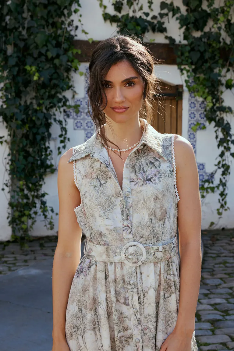 Vestido largo de broderie estampado con cintura ajustable de Indiastyle en Vestidos para argentina