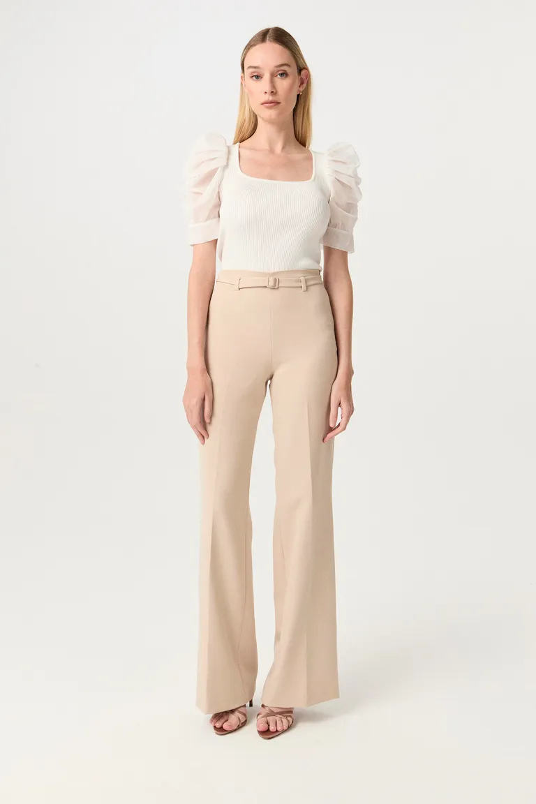 Remera tejida de punto con mangas de gasa - Un diseño elegante y femenino de Markova en Remeras para argentina