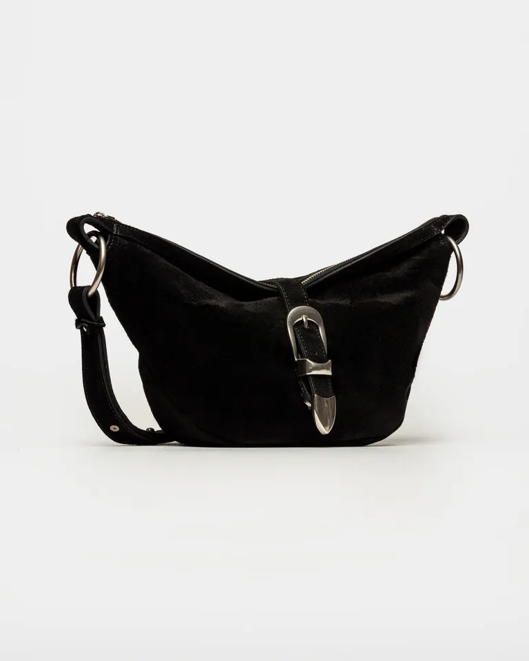 Cartera de hombro en cuero gamuza con hebilla central de Prüne en Bolsos y Carteras para argentina