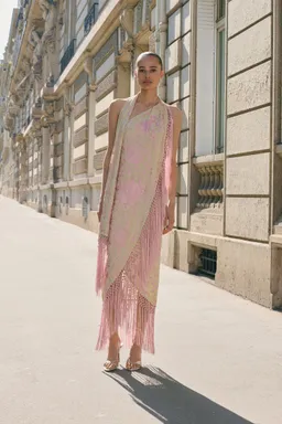 Vestido asimétrico bordados flecos de Mango en Vestidos para argentina
