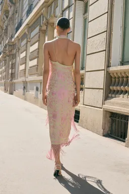 Vestido asimétrico bordados flecos de Mango en Vestidos para argentina
