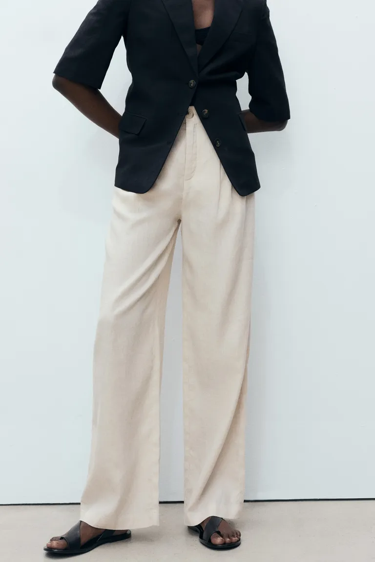 Pantalón lino botón carey de Mango en Pantalones para argentina