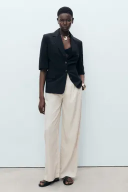 Pantalón lino botón carey de Mango en Pantalones para argentina