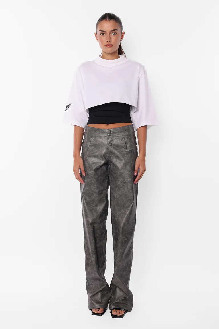 Pantalón de corte recto y tiro medio en material sintético con cierre metálico de Top White en Pantalones para argentina