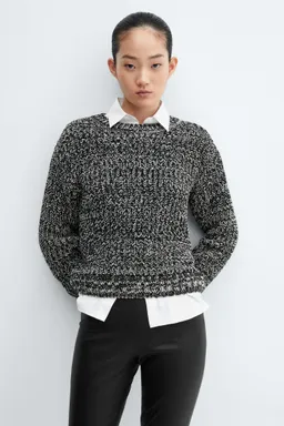 Sweater jaspeado cuello redondo de Mango en Buzos y Sweaters para argentina