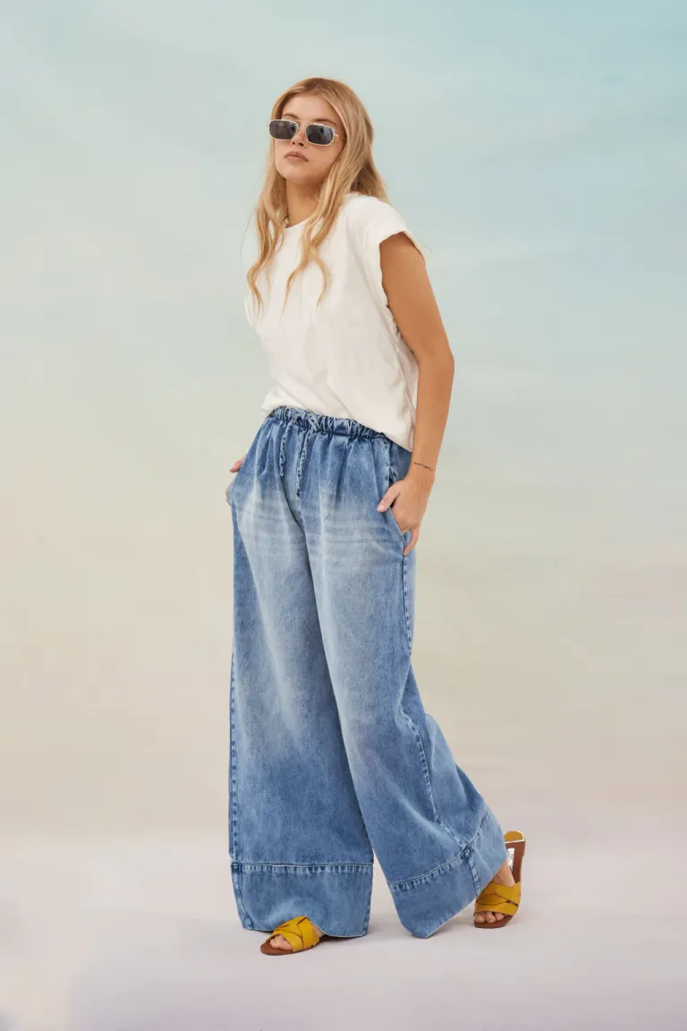 Pantalón de mezclilla de pierna ancha y cintura alta para mujer de Apricot en Pantalones para argentina